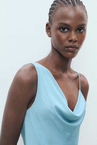 Robe asymétrique effet froissé - Bleu ciel