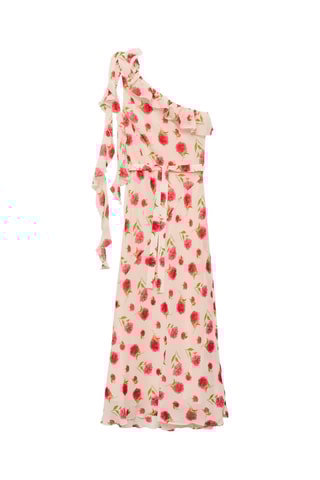 Robe à fleurs volantée - Ecru