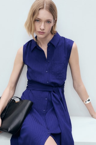 Robe chemisier nœud - Bleu