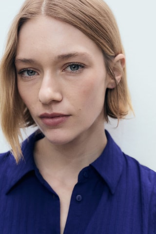 Robe chemisier nœud - Bleu