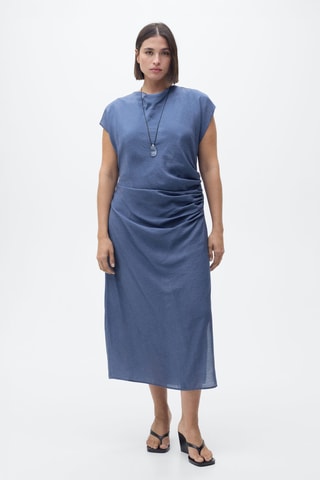 Robe droite drapée - Bleu