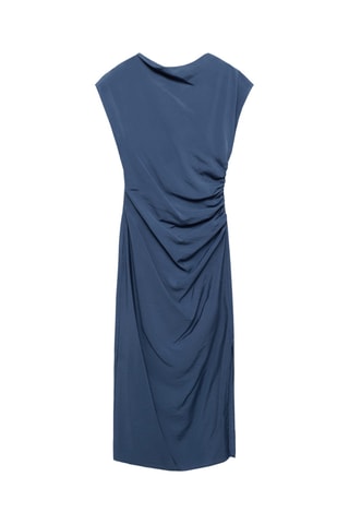 Robe droite drapée - Bleu