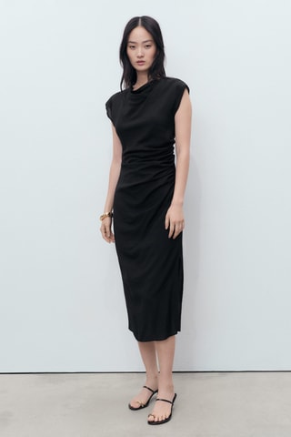 Robe droite drapée - Noir