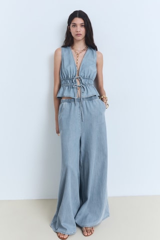 Top lyocell fermeture noeuds - Bleu clair