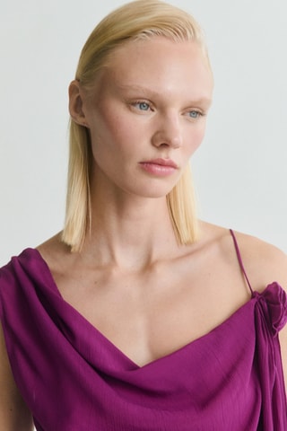 Top long détail fleur - Violet