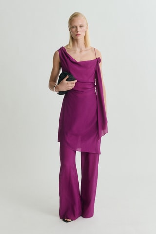 Top long détail fleur - Violet