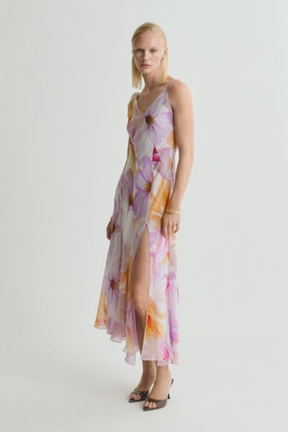 Robe imprimé fleurs avec bretelles asymétriques - Violet