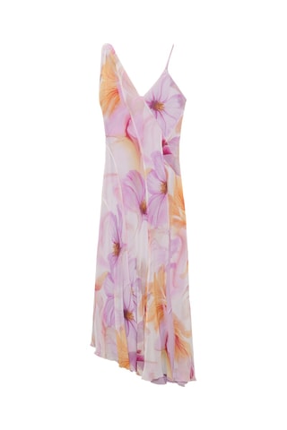 Robe imprimé fleurs avec bretelles asymétriques - Violet