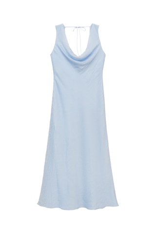 Robe midi encolure drapée - Bleu ciel