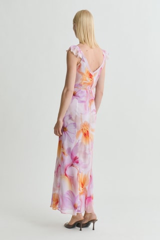 Robe à fleurs détail volants - Violet