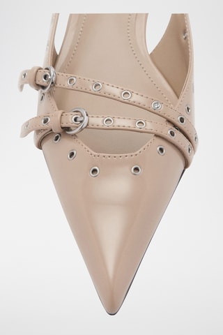 Chaussures kitten heel perforées - Gris