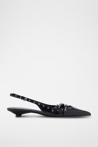 Chaussures kitten heel perforées - Noir