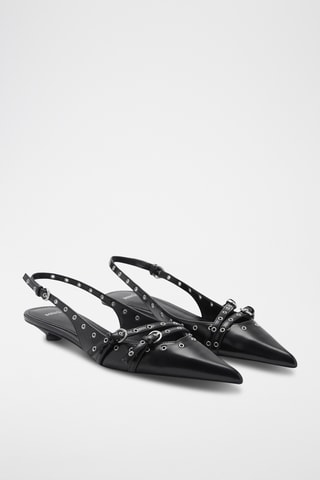 Chaussures kitten heel perforées - Noir