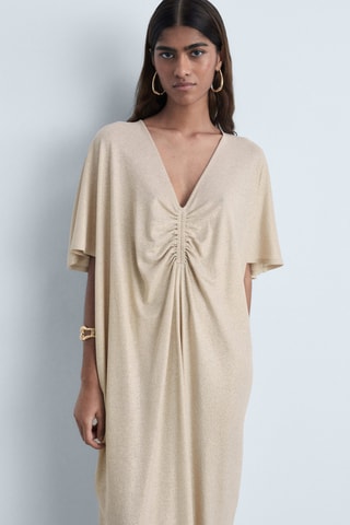 Robe lurex col froncé - Doré