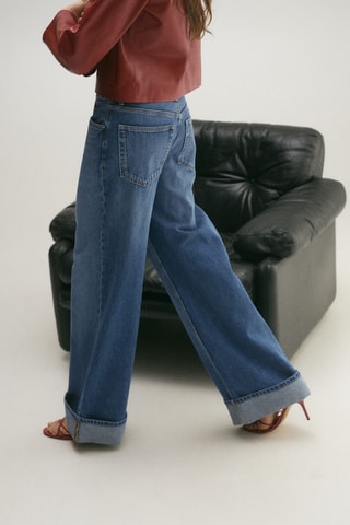 Jean wideleg à revers - Bleu