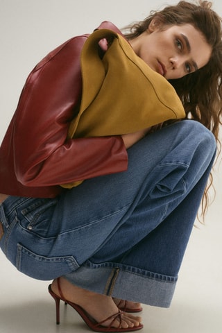 Jean wideleg à revers - Bleu