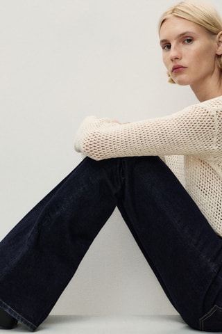 Jean flare taille normale rinse wash - Bleu