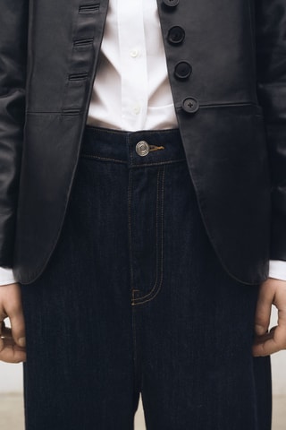 Jean wideleg taille basse rinse wash - Bleu