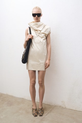 Robe coton col bénitier - Ecru