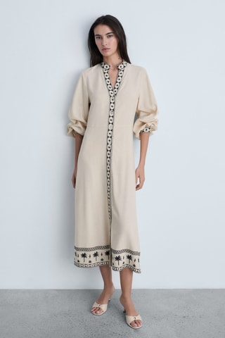 Robe ajourée coton - Beige