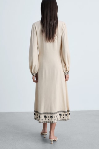 Robe ajourée coton - Beige