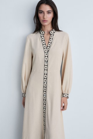 Robe ajourée coton - Beige