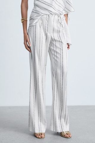 Pantalon droit à rayures - Blanc
