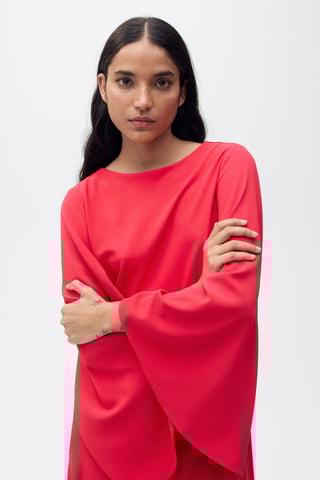 Robe longue manches cloche - Fuchsia