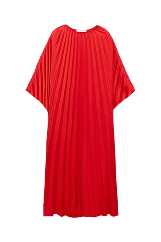 Robe plissée à manches trois-quarts - Rouge