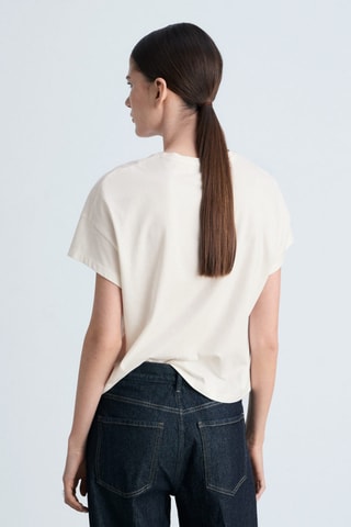 T-shirt coton message imprimé - Ecru