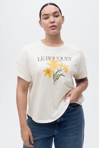 T-shirt coton message imprimé - Ecru