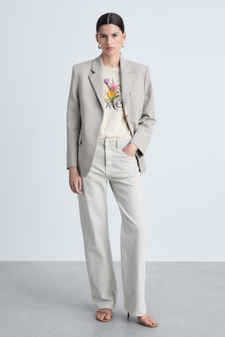 T-shirt coton message imprimé - Beige