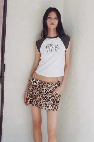 T-shirt coton imprimé - Marron