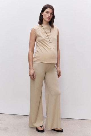 T-shirt de grossesse à col drapé - Sable