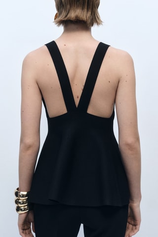 Haut maille fine péplum - Noir