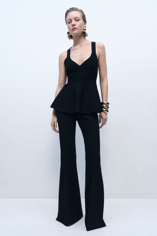 Haut maille fine péplum - Noir