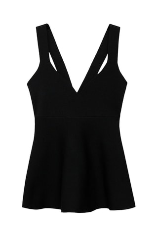 Haut maille fine péplum - Noir