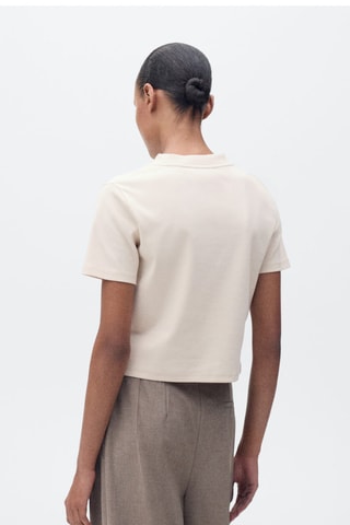 T-shirt en mélange de coton manches courtes - Beige