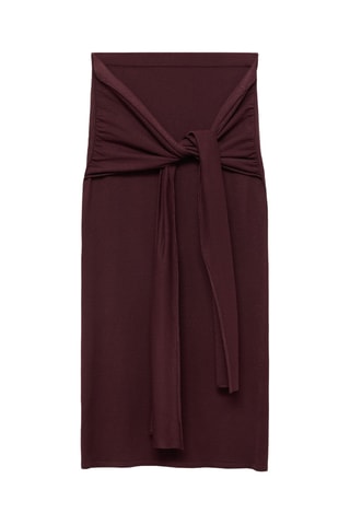 Jupe maille détail noeud - Chocolat