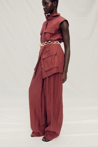 Pantalon costume wideleg effet froissé - Bordeaux