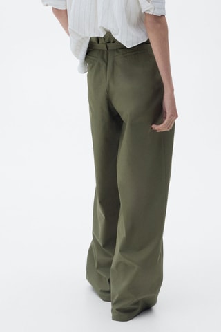 Pantalon wideleg ceinture - Kaki