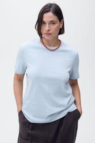 T-shirt coton manches courtes - Bleu ciel