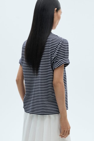 T-shirt coton à rayures - Bleu marine