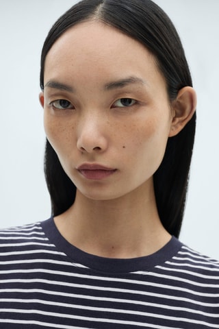 T-shirt coton à rayures - Bleu marine