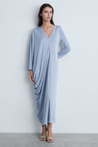 Robe asymétrique drapée - Bleu ciel