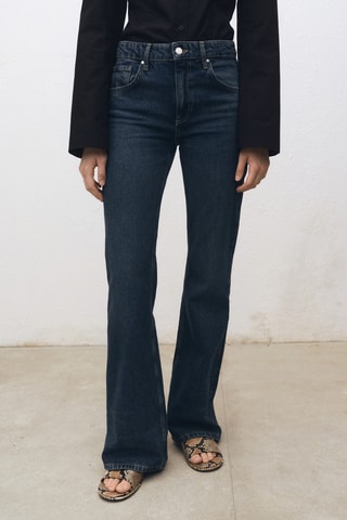 Jeans flare taille haute - Bleu marine