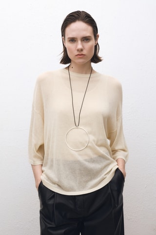 Pull-over manches courtes oversize - Ecru