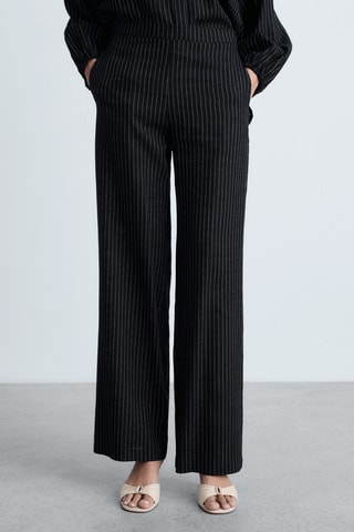 Pantalon droit à rayures - Noir