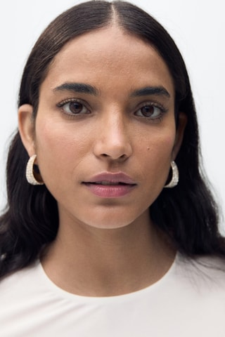 Robe longue tissu combiné - Ecru