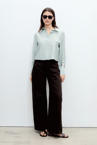 Chemise crop rayures - Vert